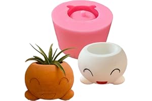 NINEXY Silicone Flower Pot Mold, Smiley Succulent Planter Mold, Concrete Cement Clay Mould Candle Holder Mold