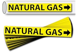 WRAPCO Natural Gas Pipe Labels Stickers With Arrows (25 Pack) - Self Sticking 6mil PVC Markers for Inspections, Detector, Regulator and Heaters (2" x 12")