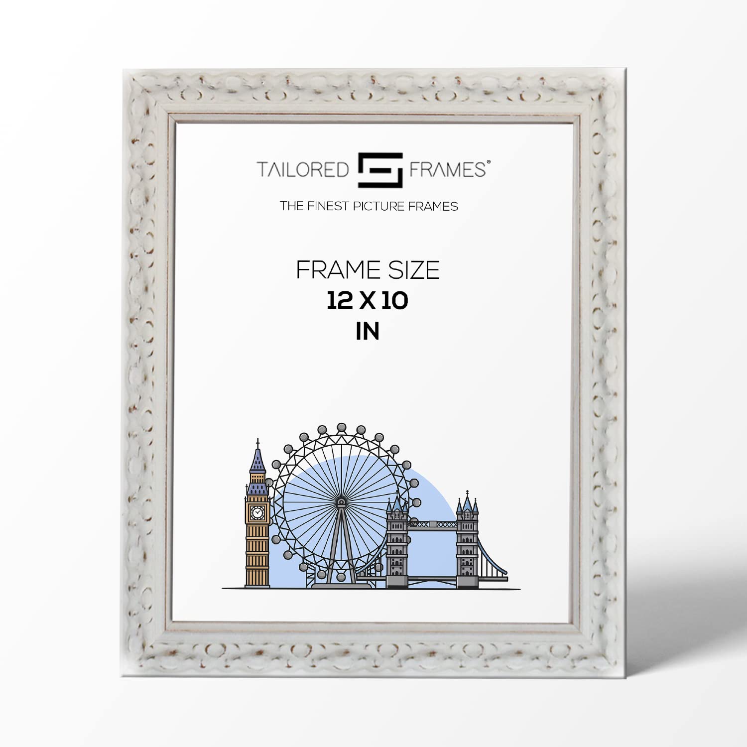 Tailored Frames Vienna White 12" x 10" | Rustic Style Vintage Single Picture Frame | Table Top & Wall Hanging Type | Photo Frame Without Mount — image 1