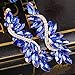 BriLove Wedding Bridal Clip-On Earrings for Women Crystal Multi Marquise Filigree Flower Chandelier Dangle Jewelry Royal Blue Sapphire Color Gold-Toned