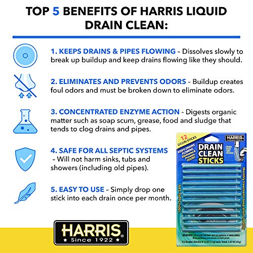 Harris Drain Clean Sticks, Drain Clog Remover and Odor Eliminator for