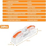 flintronic 34Pcs Wire Connectors 2 Pin Peel-free Push-Type Quick Splice 18-22AWG view 3