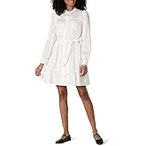 Amazon Essentials Women's Regular-Fit Cotton Sateen Tiered Shirt Dress
