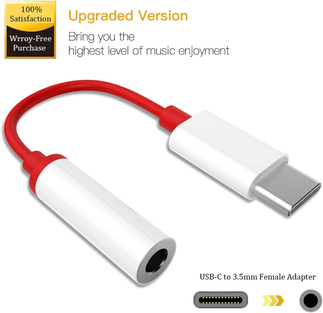 IMBCYL USB C to 3.5mm Adapter for iPad Pro Headphone Adapter Type C to 3.5mm AUX Audio Extension Cable Female Compatible with HUAWEI P30 Pro/P20 Pro/P20/Mate 10 Pro, Xiaomi mi 6/mi 8,HTC(Red)