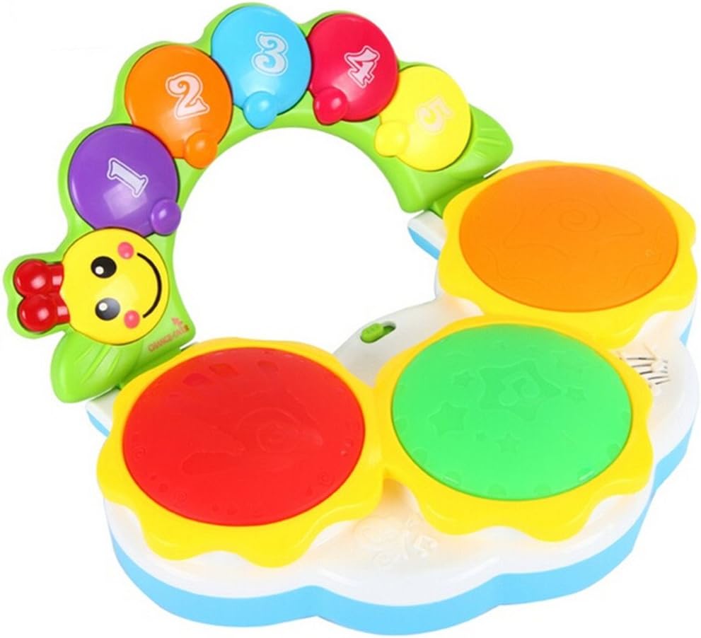 Amazon Wishtime 光と音がいっぱい ベビー ドラム おもちゃ 18ヶ月から 赤ちゃん 幼児 音楽 玩具 楽器 お誕生日プレゼント ドラム 打楽器 おもちゃ