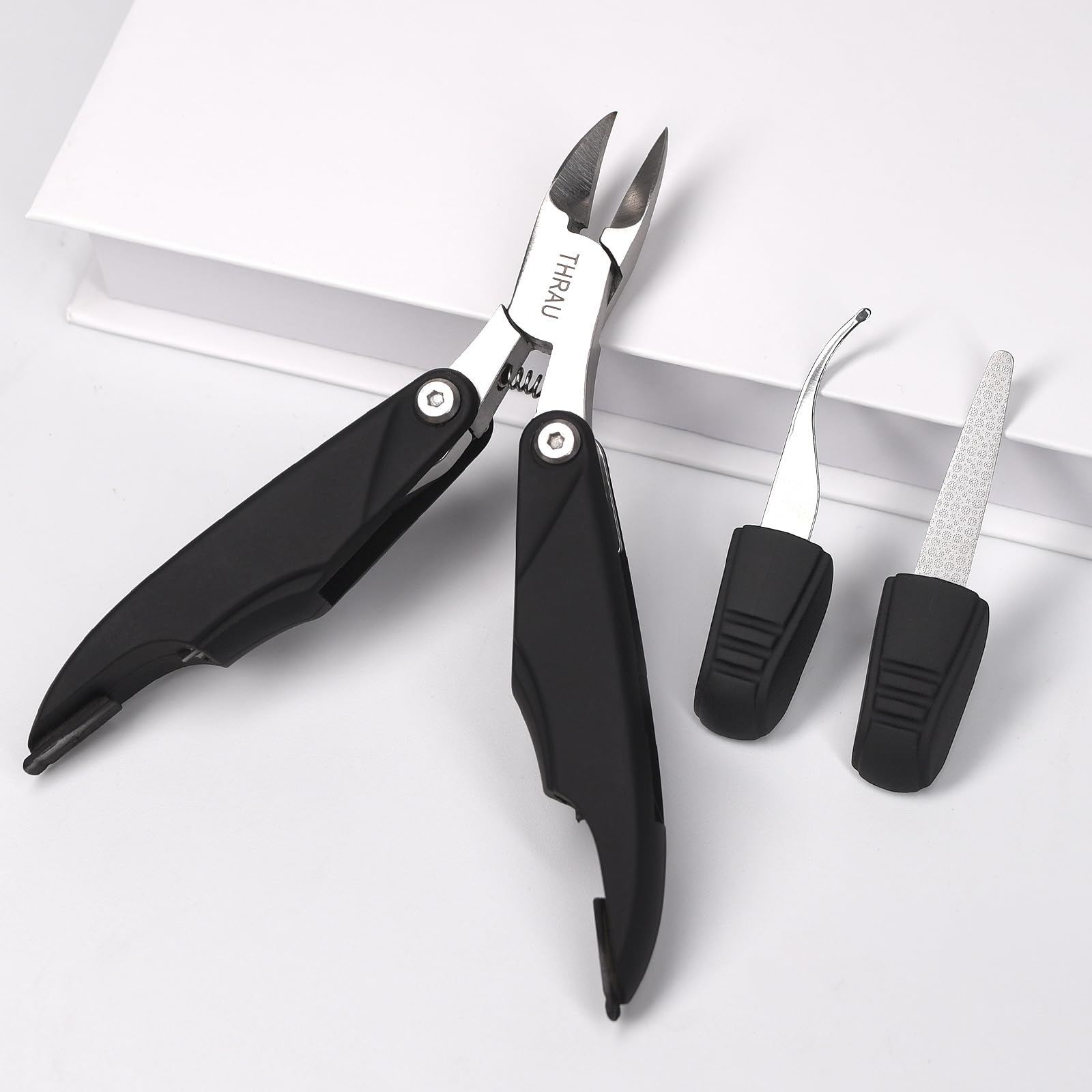 THRAU THRAU Foot Nail Clipper, 3 in 1 Folding Nail Clipper, Stainless Steel Nail Clipper, Gift Box Manicure Set