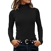 ZESICA Women's Turtleneck Long Sleeve Shirts 2026 Spring Trendy Tops Slim Fitted Ribbed Knit Basic Casual Sweater
