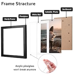 KINLINK 6x6 Picture Frames Black, Square Photo