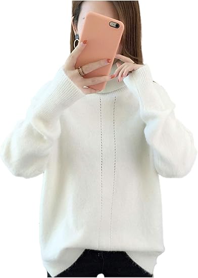 Amazon ライラ ゆったり オーバーサイズ タートルネック ニット やわらかい レディース セーター 秋 冬 M アイボリー セーター 通販