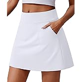 PINSPARK 18" Golf Skorts for Woman High Waisted Tennis Skirt UPF 50+ Athletic Skort Skirts with 4 Pockets Workout Pickleball