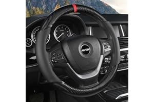 KAFEEK Car Steering Wheel Cover Men,Universal 15 inch, Microfiber Leather Carbon Fiber Black Steering Wheel Accessories, Anti