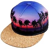Samtree Unisex Snapback Hats,Coconut Tree Landscape Printed Flat Brim Baseball Cap(01-Purple)