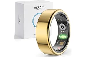 WuzuTech Herz P1 Smart Ring for Women & Men - 24/7 Health Metrics Fitness Ring, Tracks 20+ Biometrics, 6 Day Battery, Waterproof, iOS Android Compatible, Free APP, No Subscription (Gold, 9, Gold)