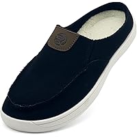 xinran & shengli Women's Men's Slippers Slip On Mules Shoes,Wide Winter Warm Wool Lining Mule Slippers Indoor Outdoor House S