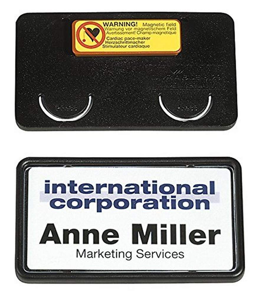 Durable 812901 Clip-Card Name Plate with Magnet 40 x 75 mm Black Pack of 25