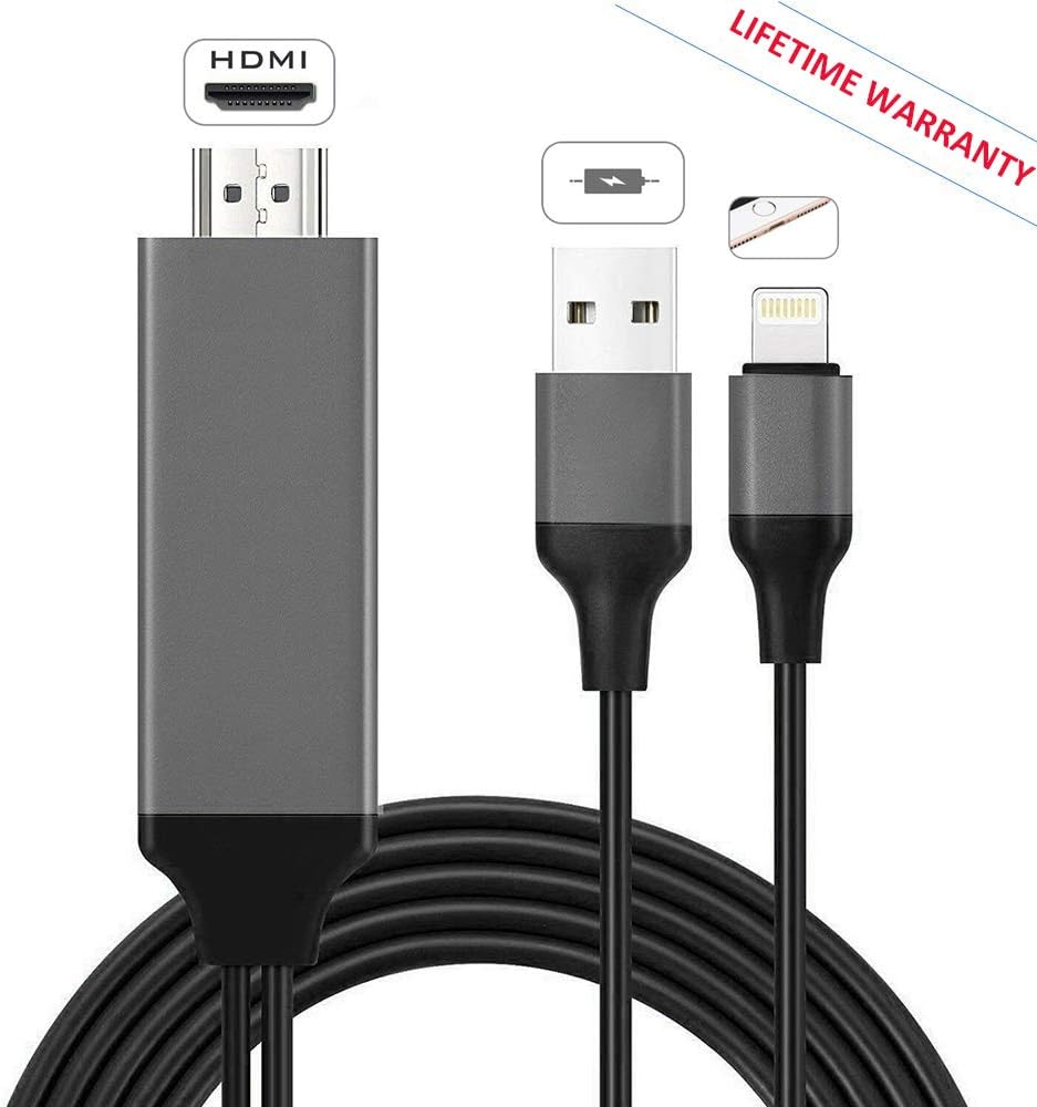 Compatible with iPhone iPad to HDMI Cable Adapter, 6.6FT HDMI Cable for iPhone iPad to TV, 1080P Digital TV HDMI Cable Compatible with iPhone XS/XSmax/XR/X/8/7/6/plus iPad iPod to TV