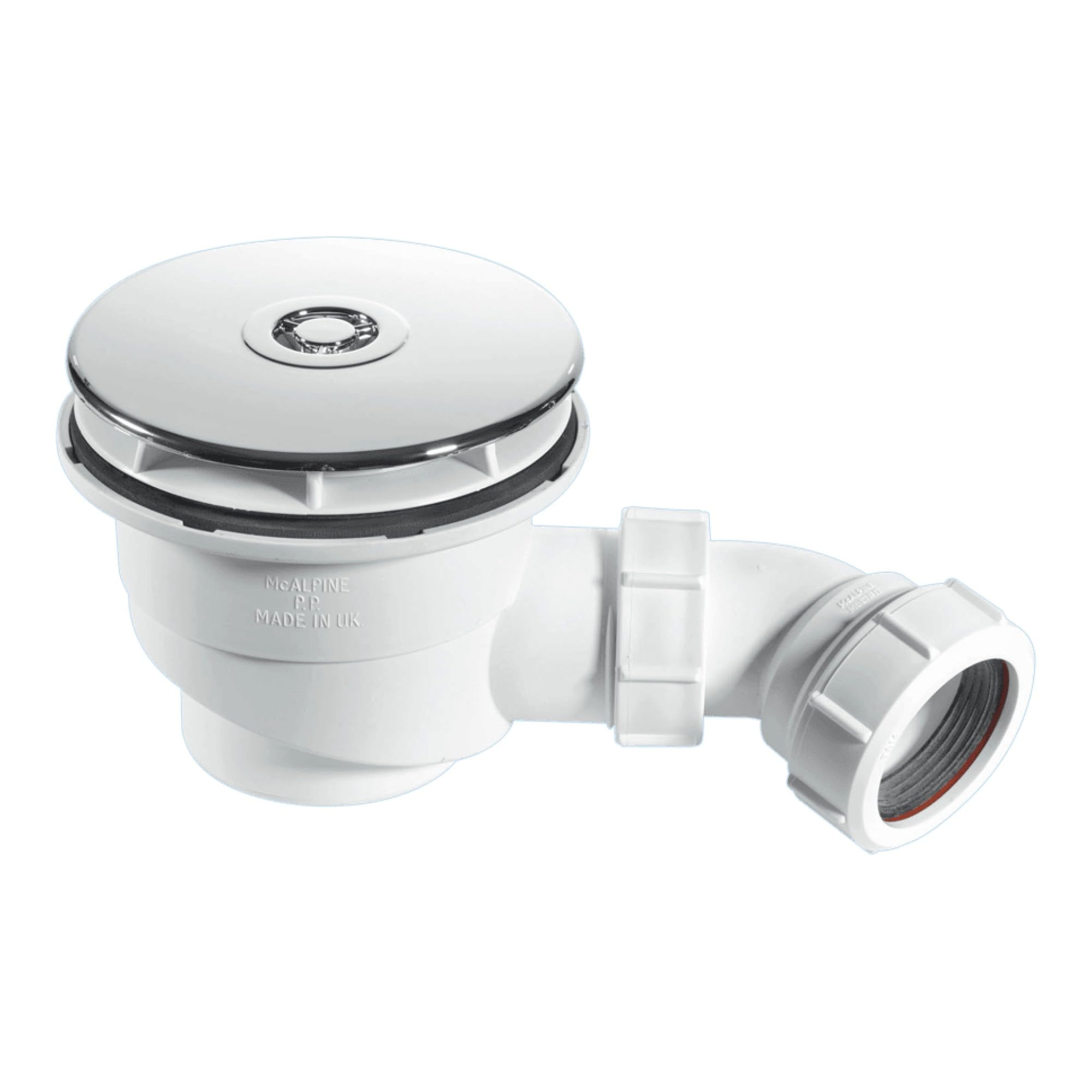 McAlpine ST90CP10 90 mm Shower Trap Chrome Plated Plastic - White — image 1
