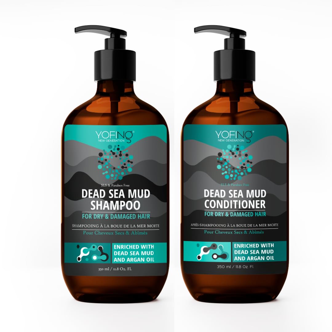 Dead Sea Mud Shampoo & Conditioner - Anti Hair Loss & Anti Dandruff, Promotes Growth & Strengthening Hair, SLS & Paraben Free