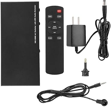 Amazon Com Hdmi 2 0 4x1 Switch Switcher Splitter 4k 60hz With Audio Extractor Us Plug 100 240v Support For Pcm For Dolby Truehd For Dts Hd Master Audio Reaches 7 1ch Digital And Analog Audio Output
