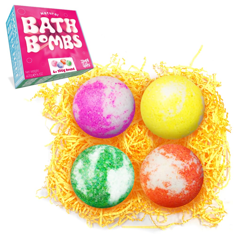 4 x Large Bath Bombs from Zimpli Gifts, Perfect for Moisturizing Skin