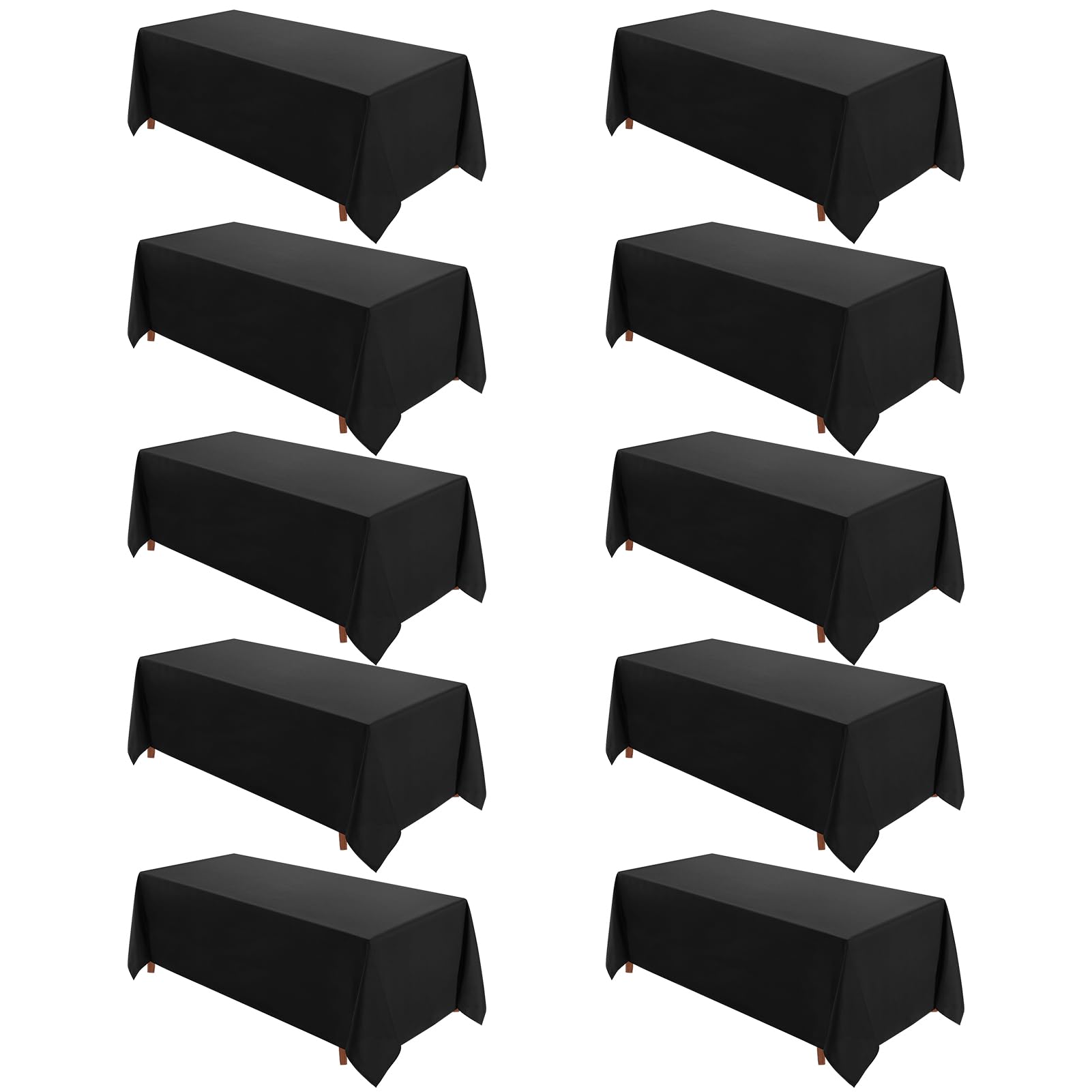 VidaFete Table Cloth 10 Pack 90 * 156inch Rectangle Tablecloth Polyester, Stain Wrinkle Resistant Polyester Dining Table Cover for Kitchen Dinning Party Wedding Rectangular Tabletop Decoration(Black) Image