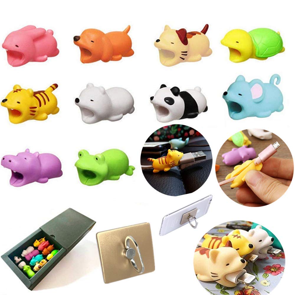 [10Pack with Stand]Cable Bites, Cable Bite Compatible Iphone Cable Cord Animal Phone Accessory Protects Cute Tidy Compatible Iphone Charging Cable (Random Animal Modeling)