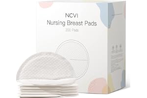 NCVI Disposable Nursing Pads, Breast Pads for Breastfeeding, 200Count, Portable Nipple Pads for Moms, Stay Dry & Ultra Thin, Leak-Proof, Super Absorbent