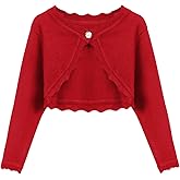 Arshiner Girls Open Front Bolero Shrug Kids Long Sleeve Cropped Elegant Cardigan Knit Sweater