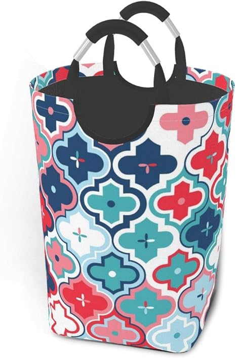 Amazon ランドリーバスケット 収納ボックス 洗濯かご モロッコ 格子 チェック カラフル 上品 洗濯ボックス ランドリーバッグ 洗濯物入れ 折りたたみ 防水取っ手付き おもちゃ収納 収納袋 脱衣かご 雑貨収納 大容量50l かご バスケット オンライン通販