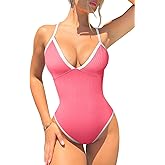 OQQ Women's One Piece Swimsuit Tummy Control V Neck Bathing Suits 2025 Trendy