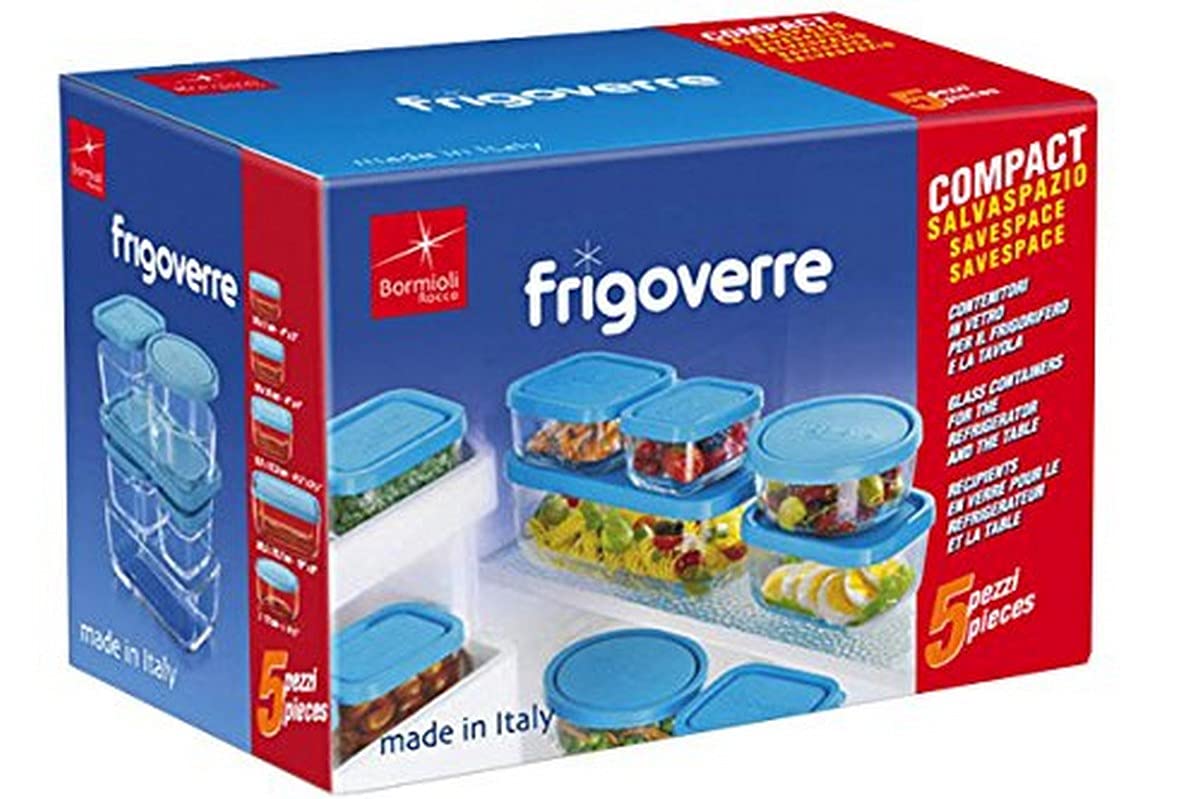 Bormioli Rocco Frigoverre Set of 5 Glass Food Storage Container Transparent 388840-SK5 Transparent