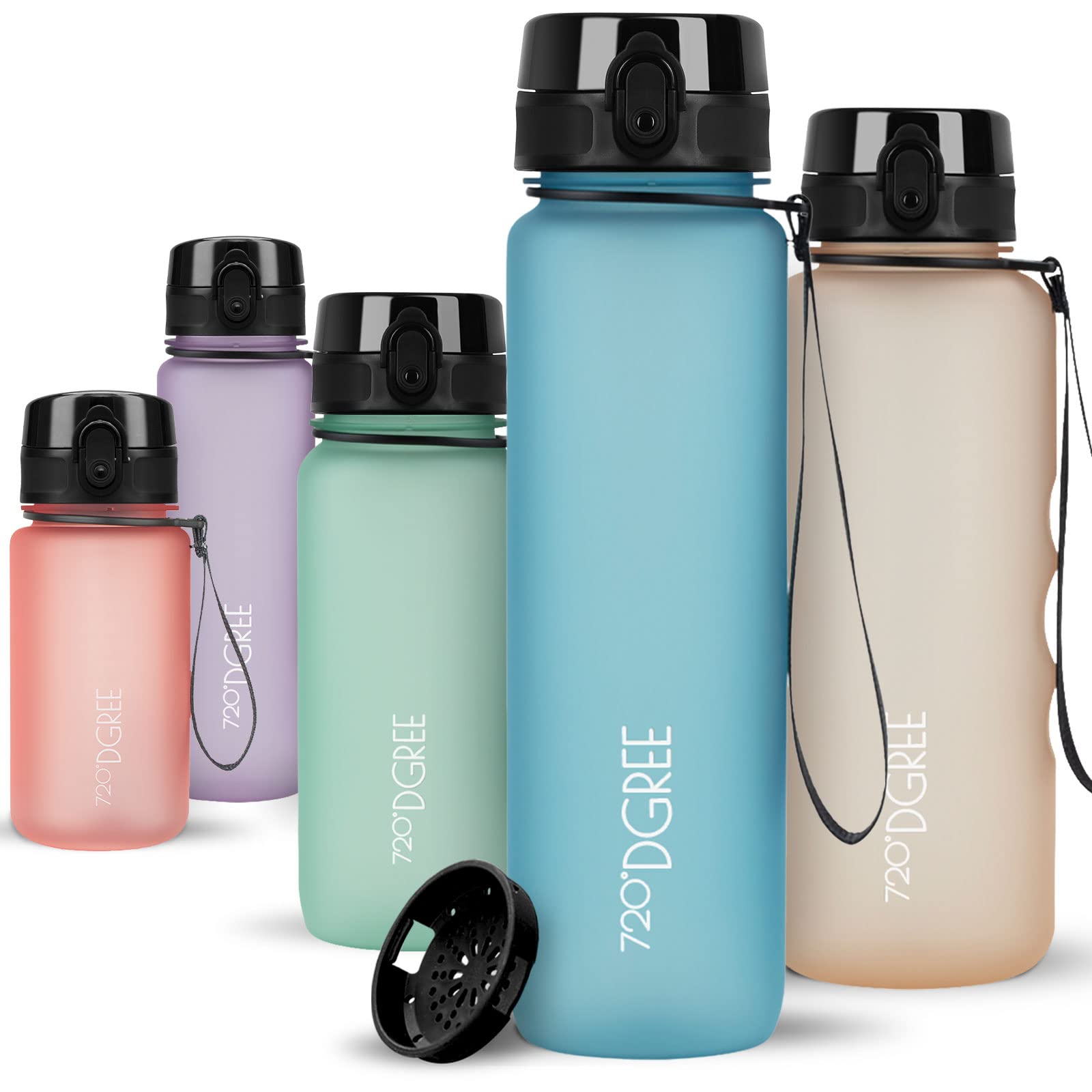 720°DGREE Water Bottle 650ml “uberBottle“ softTouch +Sieve - BPA-Free Tritan, Leakproof, Reusable Drinking Bottle - Sports Bottle for School, Fitness, Gym, Cycling, Travel, Office, Outdoor, Hiking — image 1