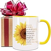Novertly Sunflower Always Remember You Are Braver Mug Birthday Gifts for Women, Mothers Day Gift, Inspirational Quotes Graduation Appreciation Gifts for Teacher Coworker Friends Boss Sister Daughter