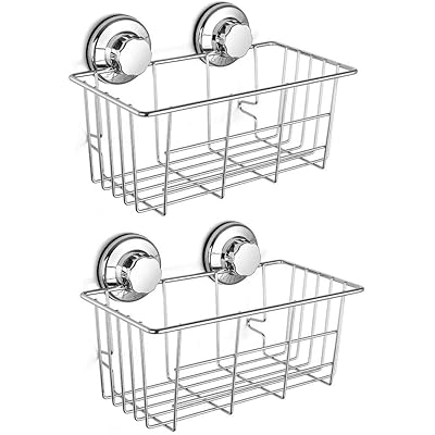 Buy Sanno Suction Shower Caddy Bathroom Caddies Adhesive Pads Deep Large Basket Shelf With Suction Cups Bath Organizer Kitchen Storage Basket For Gel Holder Bathroom Storage Shampoo Conditioner 2 Pack Online In Indonesia B07hcb4r9g