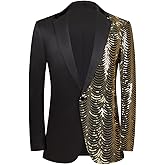 Men Black Sequin Shiny Prom Suit Jacket One Button Slim Fit Sport Coats and Blazers Tuxedo for Wedding Banquet