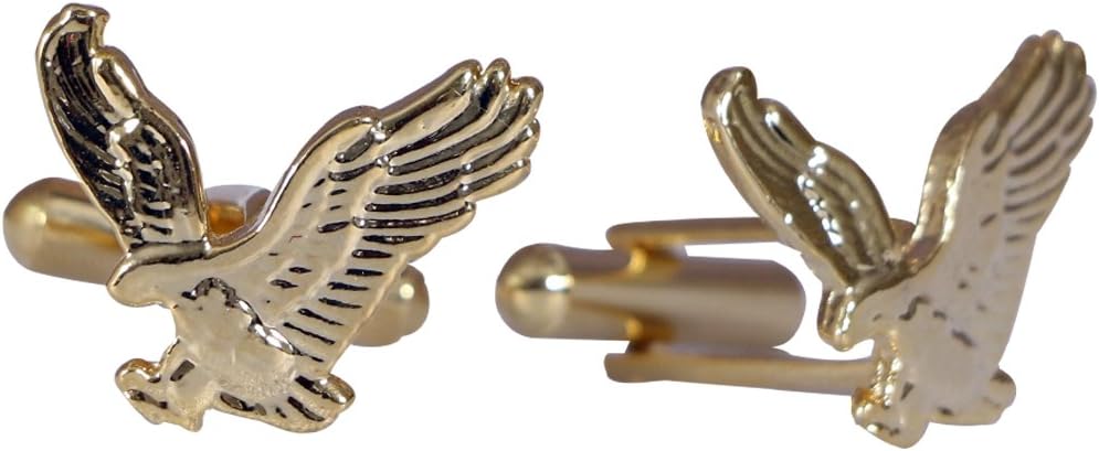 Posto Eagle/Bird Design Golden Cufflinks Set for Men's Accessories/Boy's in a Gift Box