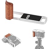 FOTGA Lightweight X-E5 Wooden L-Shape Side Handle Grip Hand Grip for Fujifilm X-E5 XE5 Camera,with 1/4"-20 Mounts,Quick Release Arca Swiss Tripod Mount Plate (Silver)