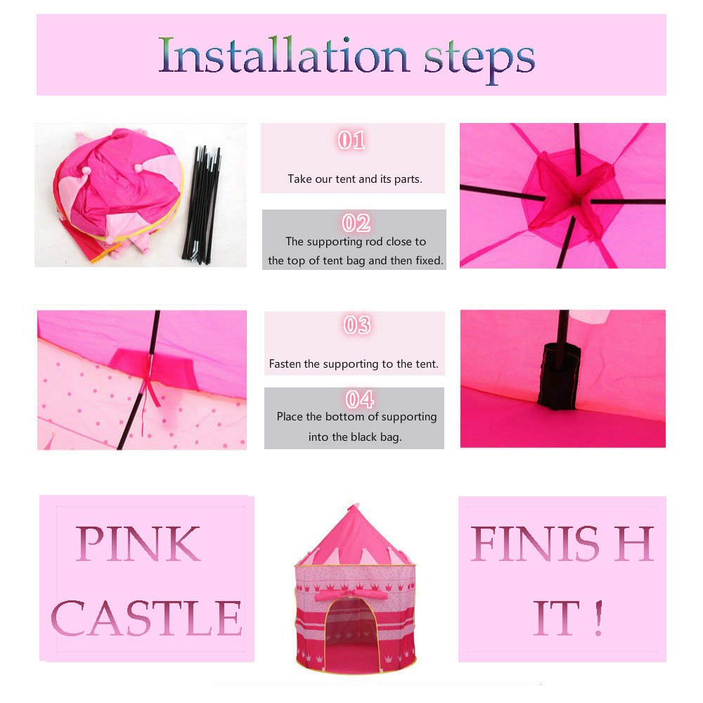 Hippih Indoor/Outdoor Little Princess Castle Play Tent for Girls, Promotes Early Learning, Social Bonding and Imaginative Play (Pink)