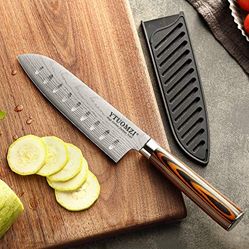 Santoku Knife with Sheath, 7 Inch Japanese Classic Kitchen Knife German