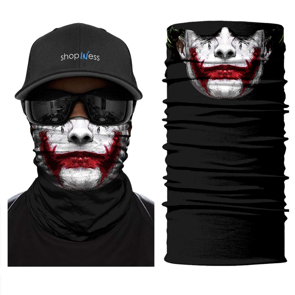 ShopINess Unisex Tube Scarf Adult Multifunctional Headband Bandana Neck Gaiter for Motorbike Sport Parties Halloween and Carnival Outdoor Activities Movie Characters (Joky) โ image 1