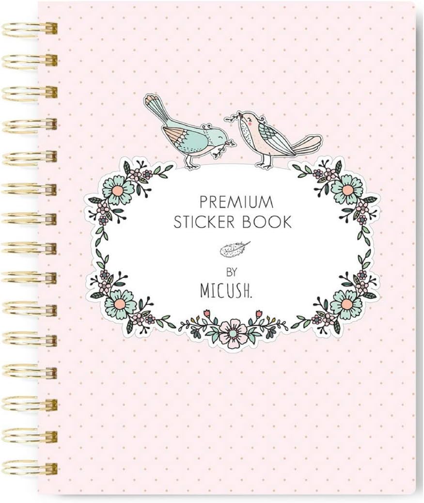 Micush Premium Sticker Book - with 650 Stickers - Bright, Colorful & Fun Sticker Arts & Crafts Book with Flowers, Animals, Gift Tags, Slogans, Banners Stickers - Great for Scrapbooking