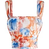 SOLY HUX Women's Floral Print Tank Tops Square Neck Sleeveless Going Out Tops Double Lined Summer Crop Tank Tops
