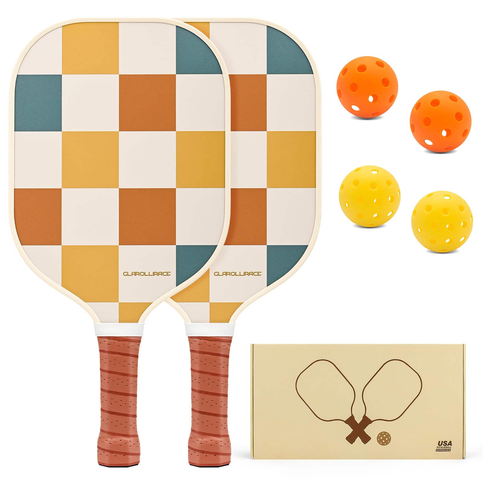 Pickleball Paddles Set of 2 Cute Pickle Ball Paddles,USAPA Approved Pickleball Set of 2 Rackets,Fiberglass Surface & 13MM PP Honeycomb Core,4 Indoor & Outdoor Balls,4 Bag and Gift Box for Women Image Pickleball Paddles Set of 2 Cute Pickle Ball Paddles,USAPA Approved Pickleball Set of 2 Rackets,Fiberglass Surface & 13MM PP Honeycomb Core,4 Indoor & Outdoor Balls,4 Bag and Gift Box for Women Image