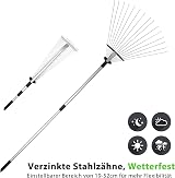 Leaf Rake with Handle 160 cm Telescopic Heavy Duty Gardening view 3