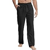LETAOTAO Tall Linen Pants for Men 32/34/36/38 Inseam Summer Yoga Beach Long Trousers Relaxed Fit Straight Legs