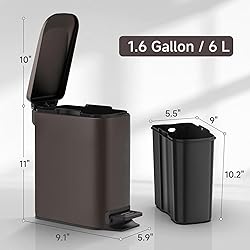 TIPGO Slim Bathroom Trash Can with Lid Soft