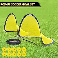 PodiuMax 6ft Pop Up Soccer Goal Sets - 2 Portable Soccer Nets with Carrying Bag and 10 Agility Training Cones for Kids, Teens & Adults