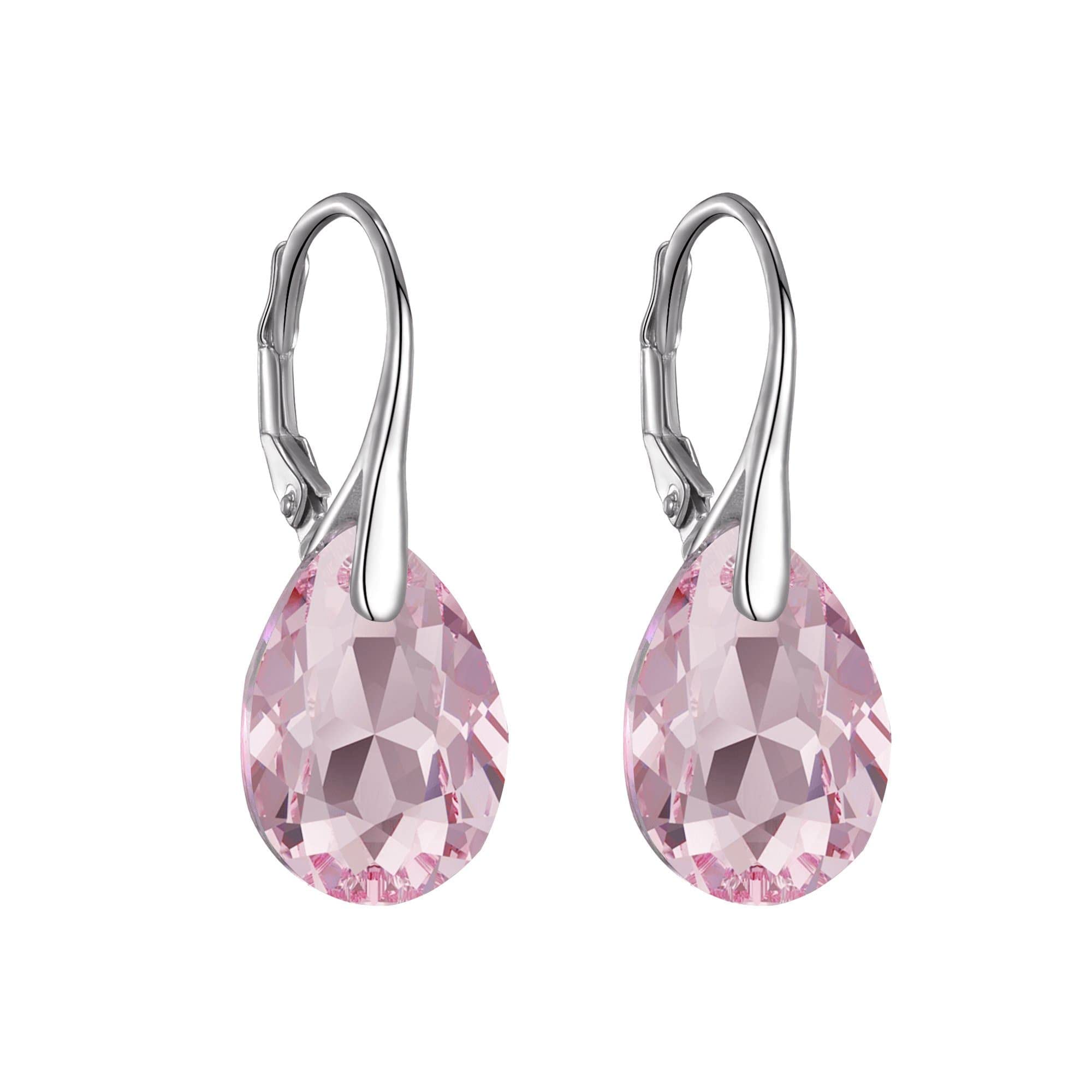 Philip Jones Sterling Silver Light Pink Drop Earrings Created with Zircondia® Crystals