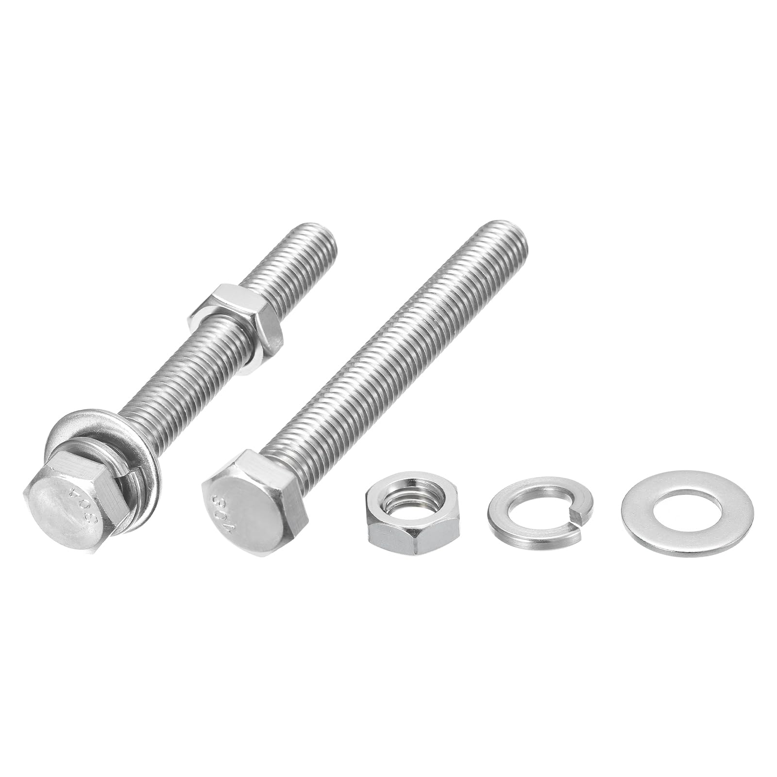 METALLIXITY Hex Head Screws Bolts, Nuts, Flat & Lock Washers Kits (1/2-13x4") 2 Set, Stainless Steel Fully Threaded Machine Screws Bolt Set - for Home Appliance Equipment โ image 1
