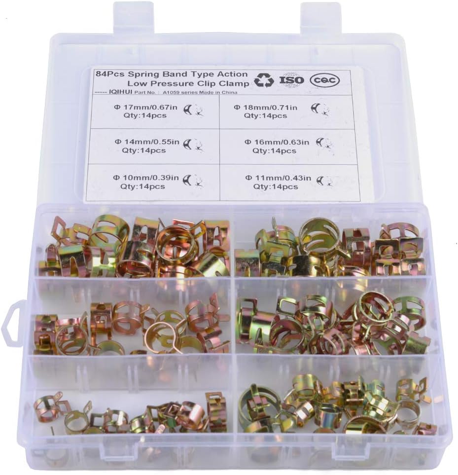 Namvo 6 Size 84 Pieces Spring Hose Clips Fuel Line Water Pipe Air Tube Silicone Vacuum Hose Clamp Fastener Assortment Kit 10mm 11mm 14mm 16mm 17mm 18mm